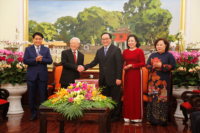 Tổng Bí thư Nguyễn Phú Trọng chúc Tết Đảng bộ, chính quyền, Nhân dân Thủ đô Hà Nội - Ảnh 1