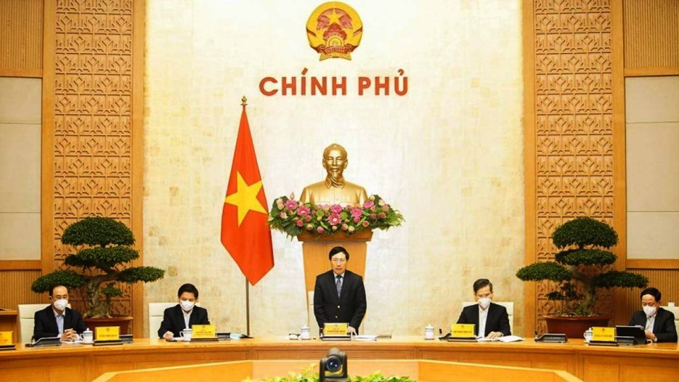 Ph&oacute; Thủ tướng Thường trực Ch&iacute;nh phủ Phạm B&igrave;nh Minh chủ tr&igrave; hội nghị (Ảnh: Trần Duy).