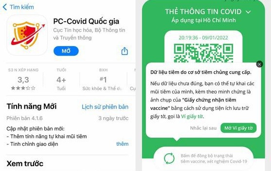 Phi&ecirc;n bản mới PC-Covid: người d&ugrave;ng c&oacute; thể tự khai b&aacute;o mũi ti&ecirc;m