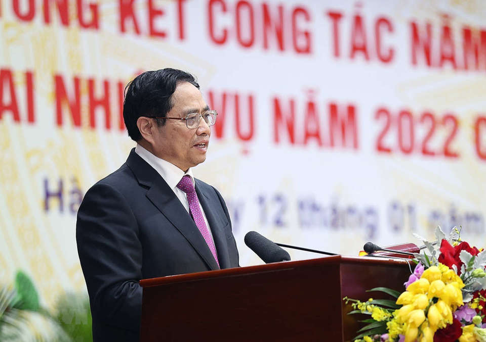 Thủ tướng Phạm Minh Ch&iacute;nh ph&aacute;t biểu chỉ đạo tại Hội nghị. Ảnh: Dương Giang/TTXVN