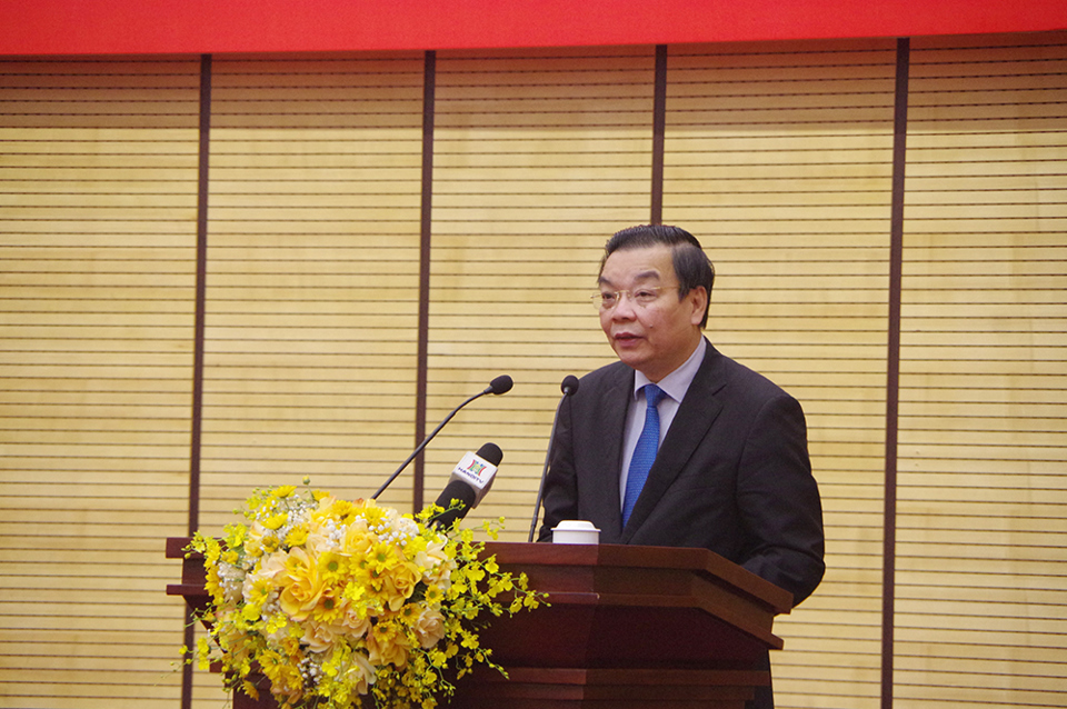 Chủ tịch UBND TP Chu Ngọc Anh ph&aacute;t biểu chỉ đạo hội nghị.&nbsp;