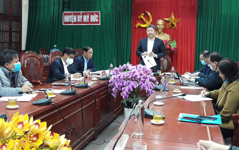 Phó Chủ tịch UBND thành phố Hà Nội Nguyễn Mạnh Quyền kết luận buổi kiểm tra công tác phòng, chống dịch Covid-19 tại huyện Mỹ Đức