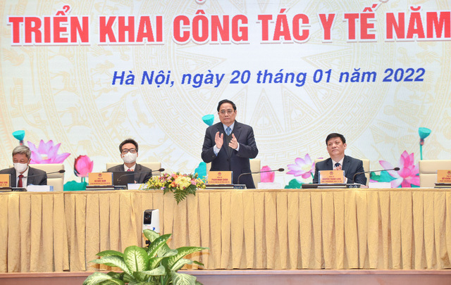 Hội nghị triển khai c&ocirc;ng t&aacute;c y tế năm 2022 do Bộ Y tế tổ chức, được kết nối trực tuyến từ trụ sở Ch&iacute;nh phủ tới tr&ecirc;n 700 điểm cầu tại 63 tỉnh, th&agrave;nh phố trong cả nước. Ảnh: VGP/Nhật Bắc