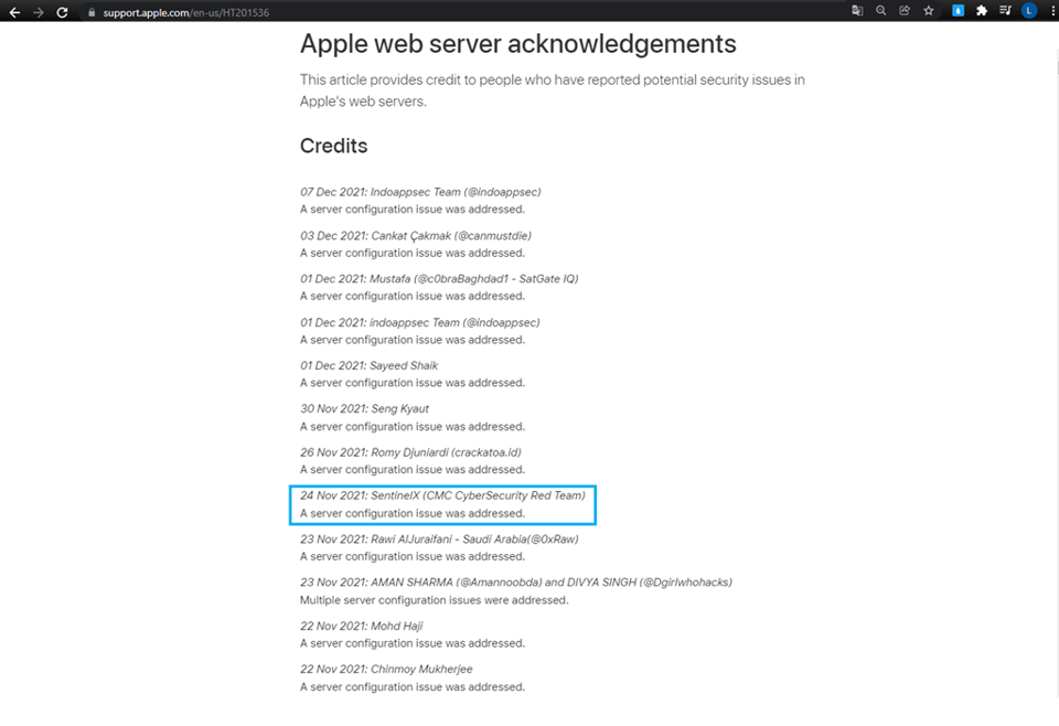 Trang web của Apple c&ocirc;ng bố v&agrave; ghi nhận ph&aacute;t hiện lỗi tr&ecirc;n 2 domain hệ thống