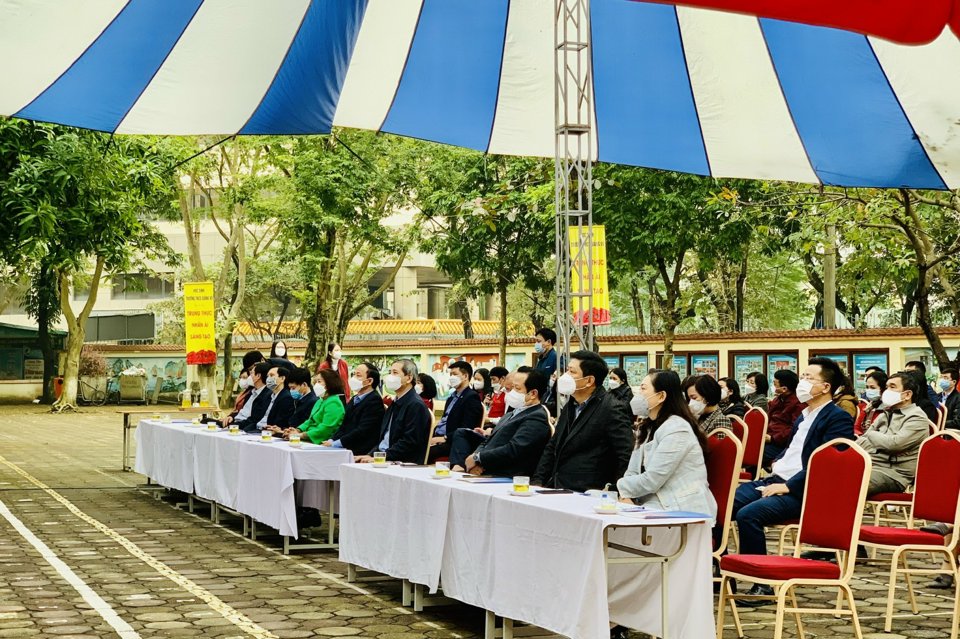 Các đại biểu tham dự buổi diễn tập tại trường THCS Giảng Võ, quận Ba Đình