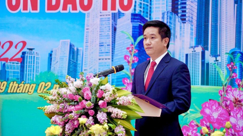 Chủ tịch UBND quận Nam Từ Li&ecirc;m Nguyễn Huy Cường ph&aacute;t biểu tại buỗi lễ