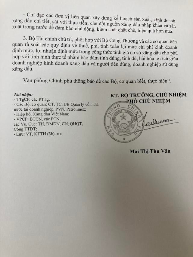 Th&ocirc;ng b&aacute;o Kết luận của Ph&oacute; Thủ tướng.