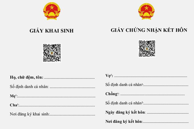 Bản điện tử c&oacute; m&atilde; QR Code của giấy khai sinh, giấy chứng nhận kết h&ocirc;n