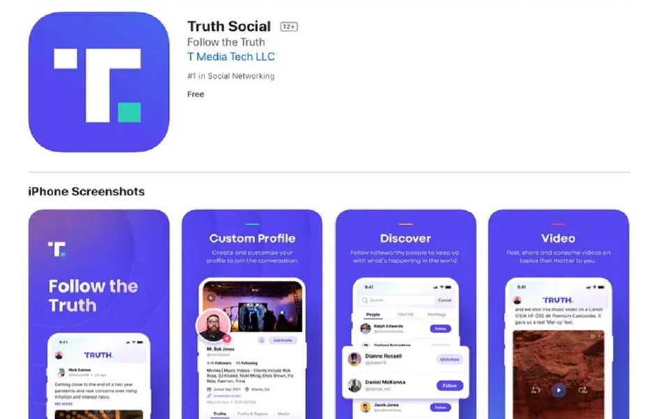 Ứng dụng mạng xã hội Truth Social đã có mặt trên nền tảng Apple Store