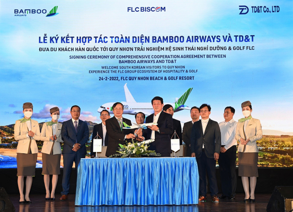 Bamboo Airways k&yacute; hợp t&aacute;c to&agrave;n diện c&ugrave;ng TD&amp;T trong việc đưa du kh&aacute;ch từ Incheon về Quy Nhơn.
