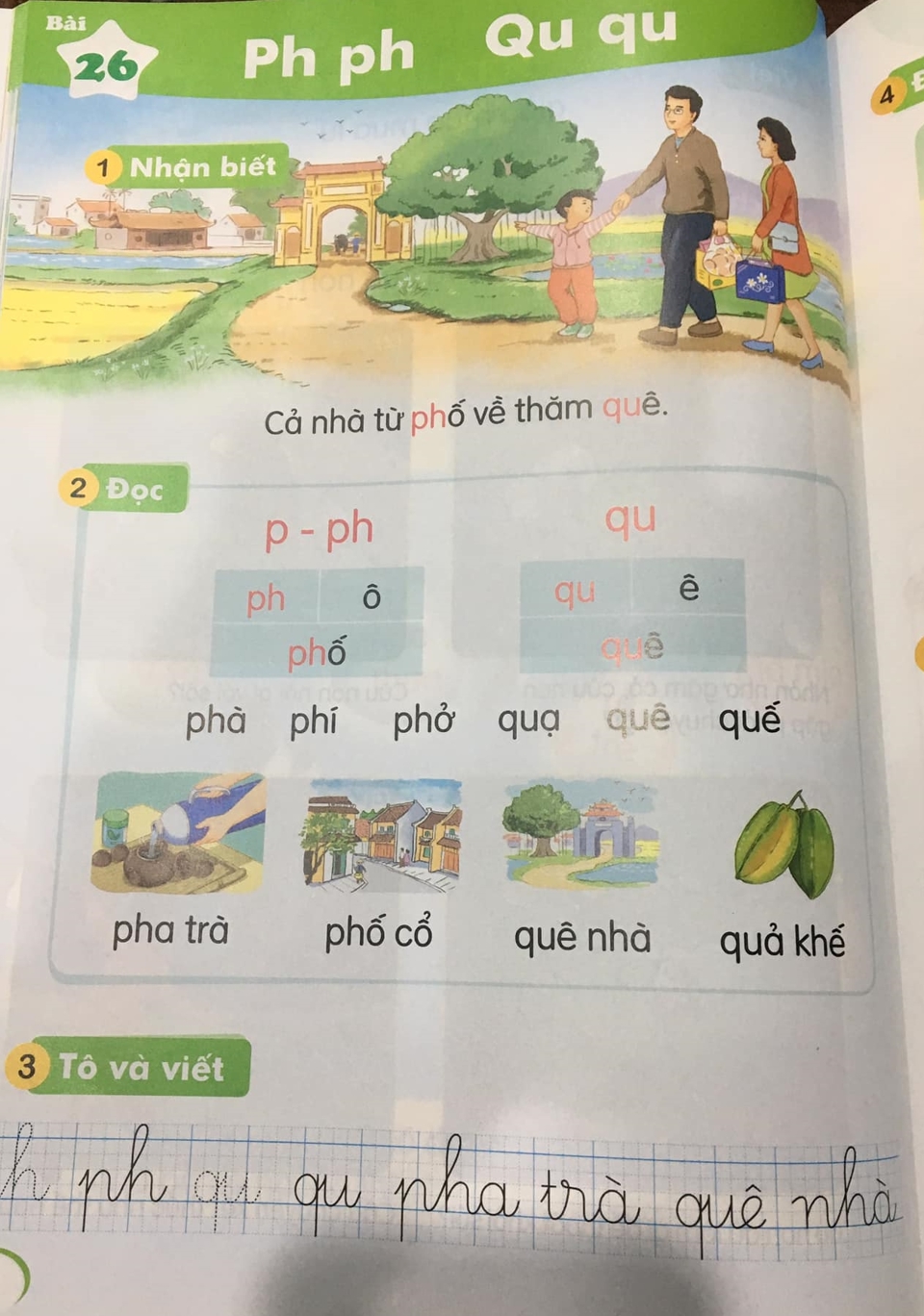 Bài học về chữ P được lồng với chữ PH trong SGK Tiếng Việt 1- bộ Kết nối