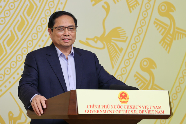 Thủ tướng Phạm Minh Ch&iacute;nh ph&aacute;t biểu tại phi&ecirc;n họp. Ảnh: VGP