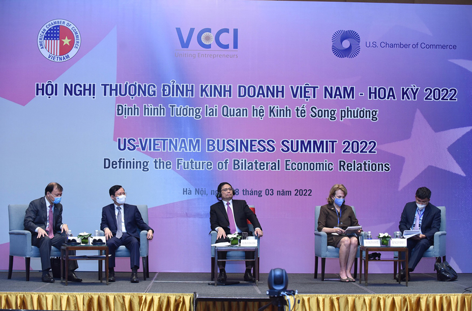 Thủ tướng Phạm Minh Chính cùng các đại biểu tham dự Hội nghị Thượng đỉnh Kinh doanh Việt Nam- Hoa Kỳ lần thứ 5. Ảnh Trần Hải