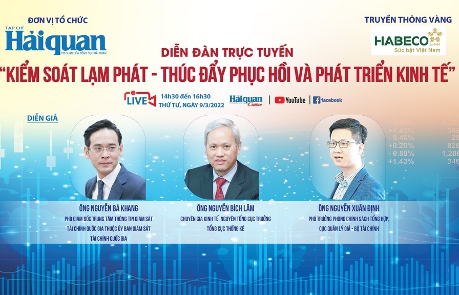 Diễn đ&agrave;n trực tuyến &ldquo;Kiểm so&aacute;t lạm ph&aacute;t - Th&uacute;c đẩy phục hồi v&agrave; ph&aacute;t triển kinh tế&rdquo; diễn ra v&agrave;o chiều 9/3.