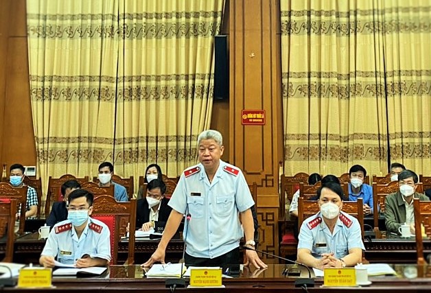 Ch&aacute;nh Thanh tra Bộ Nội vụ Nguyễn Mạnh Khương tại buổi c&ocirc;ng bố Quyết định