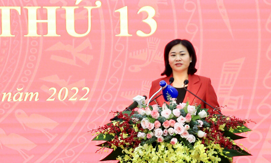Ph&oacute; B&iacute; thư Thường trực Th&agrave;nh ủy Nguyễn Thị Tuyến ph&aacute;t biểu chỉ đạo tại hội nghị.