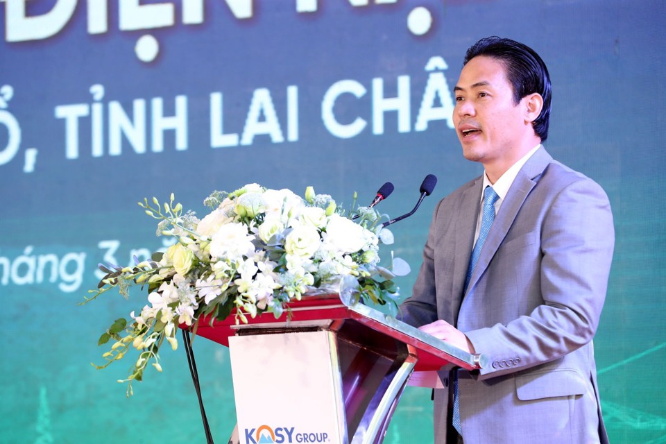 &Ocirc;ng Nguyễn Việt Cường, Chủ tịch Tập đo&agrave;n Kosy ph&aacute;t biểu tại buổi lễ.