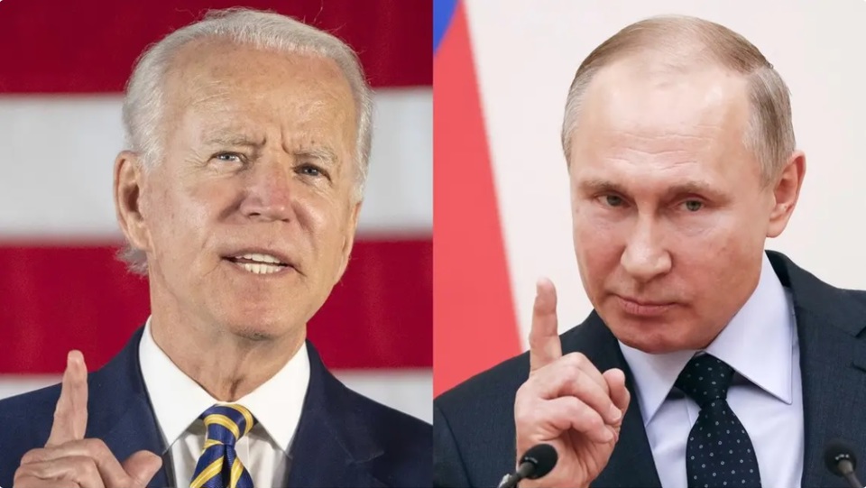 Tổng thống Mỹ Joe Biden v&agrave; Tổng thống Nga Vladimir Putin. Ảnh: AFP