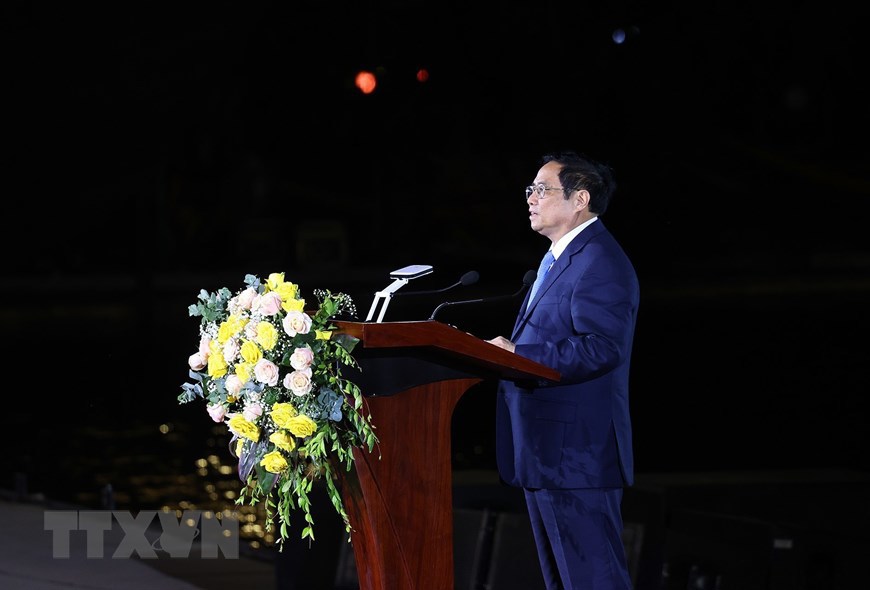 Thủ tướng Phạm Minh Ch&iacute;nh ph&aacute;t biểu. (Ảnh: Dương Giang/TTXVN)