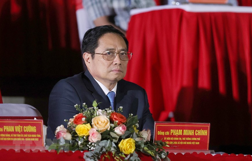 Thủ tướng Phạm Minh Ch&iacute;nh dự Lễ khai mạc Năm du lịch quốc gia năm 2022. (Ảnh: Dương Giang/TTXVN)