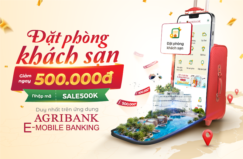Giảm tới 500.000 đồng khi đặt ph&ograve;ng kh&aacute;ch sạn tr&ecirc;n ứng dụng Agribank E-Mobile Banking