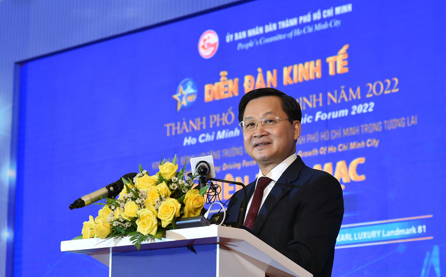 Ph&oacute; Thủ tướng L&ecirc; Minh Kh&aacute;i ph&aacute;t biểu tại "Diễn đ&agrave;n kinh tế TP Hồ Ch&iacute; Minh 2022". Ảnh: VGP.
