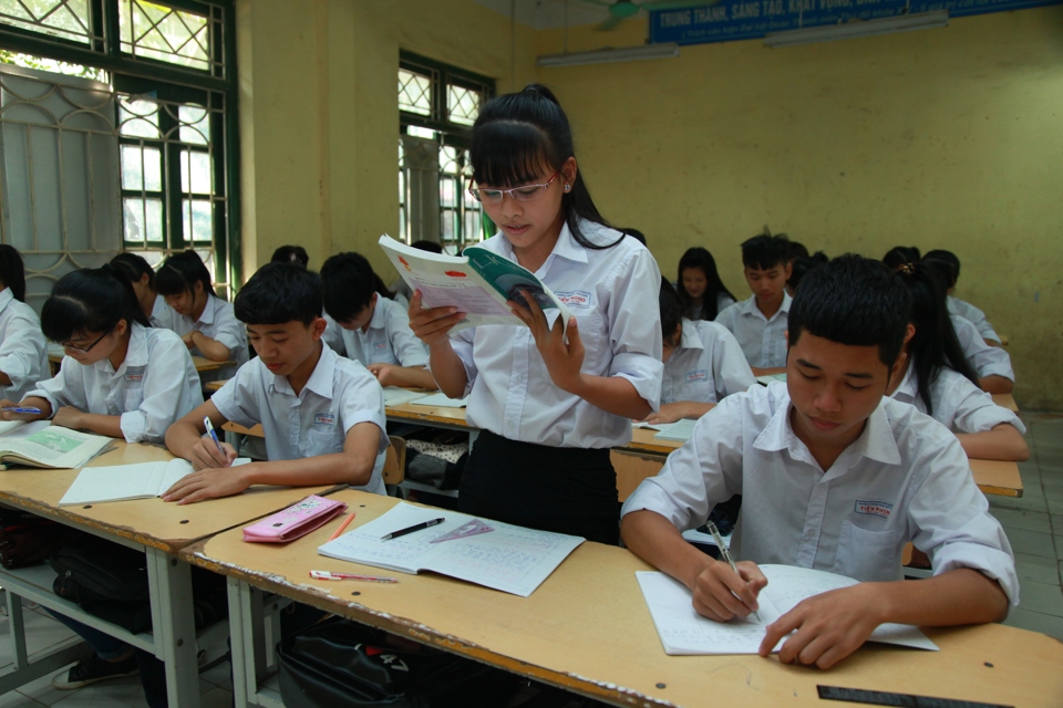 Học sinh trường THPT Tiền Phong, huyện Mê Linh trong giờ học Lịch sử. Ảnh: Phạm Hùng