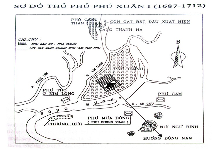 Sơ đồ Thủ phủ Ph&uacute; Xu&acirc;n giai đoạn 1687-1712. Ảnh: TS. Phan Thanh Hải