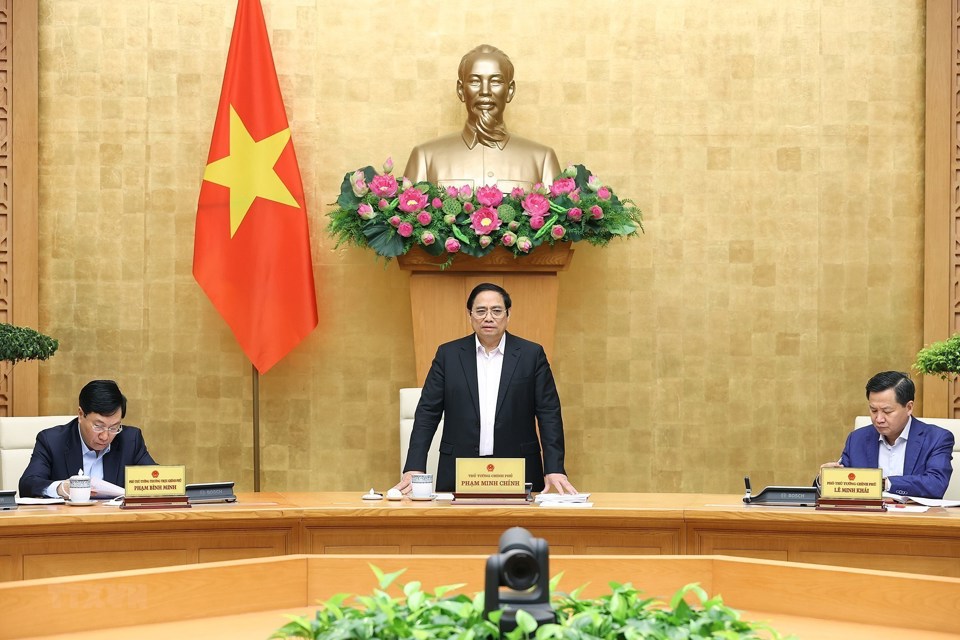 Thủ tướng Phạm Minh Chính phát biểu tại cuộc họp. Ảnh Dương Giang