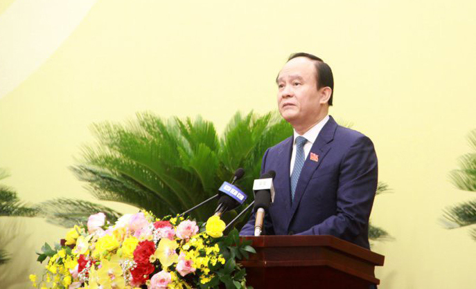 Chủ tịch HĐND TP H&agrave; Nội Nguyễn Ngọc Tuấn ph&aacute;t biểu khai mạc