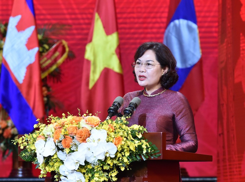 Thống đốc NHNN Việt Nam Nguyễn Thị Hồng ph&aacute;t biểu tại sự kiện.