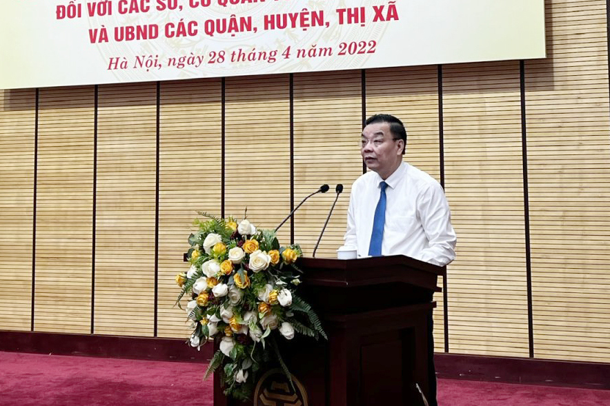 Chủ tịch UBND TP H&agrave; Nội Chu Ngọc Anh ph&aacute;t biểu chỉ đạo hội nghị.&nbsp;