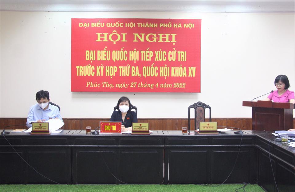 Đoàn đại biểu Quốc hội TP Hà Nội (đơn vị số 7) tiếp xúc cử tri 4 huyện, thị xã. Ảnh Tiến Thành
