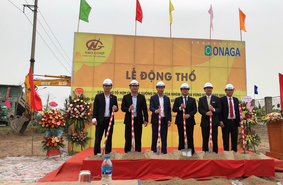 Công ty Onaga tổ chức động thổ xây dựng chuỗi nhà xưởng sản xuất tại Khu công nghiệp Hanssip (tháng 3/2022). Ảnh: Hoài Nam