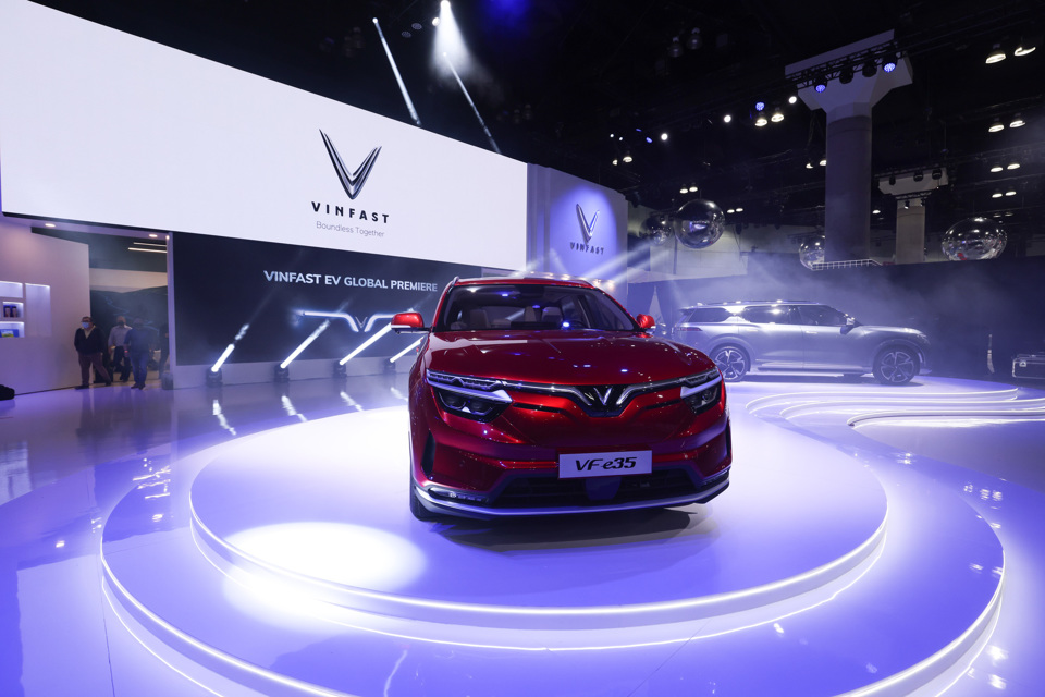 Một mẫu xe điện Vinfast được giới thiệu tại Mỹ năm 2021.