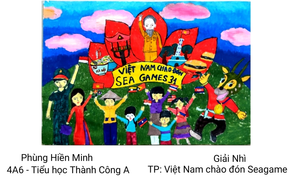 Bức tranh thể hiện tinh thần Việt Nam chào đón SEA Games 31
