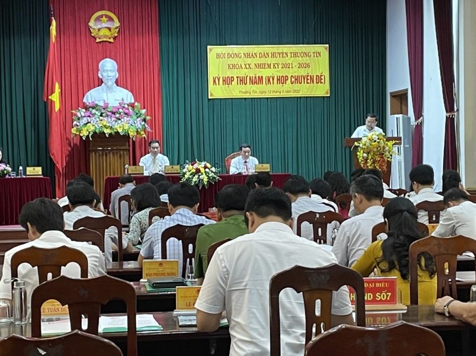 Quang cảnh Kỳ họp thứ 5, HĐND huyện Thường T&iacute;n kh&oacute;a XX, nhiệm kỳ 2021 &ndash; 2026