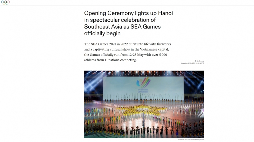 Trang chủ IOC d&agrave;nh nhiều lời khen ngợi cho m&agrave;n tr&igrave;nh diễn trong Lễ khai mạc SEA Games 31.