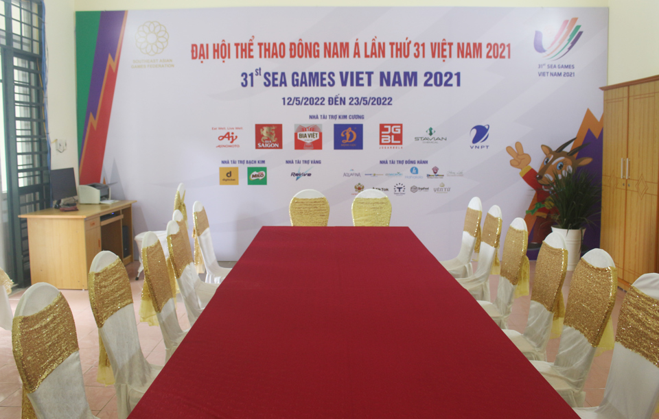 Ph&ograve;ng họp b&aacute;o cũng sẵn s&agrave;ng phục vụ SEA Games 31.