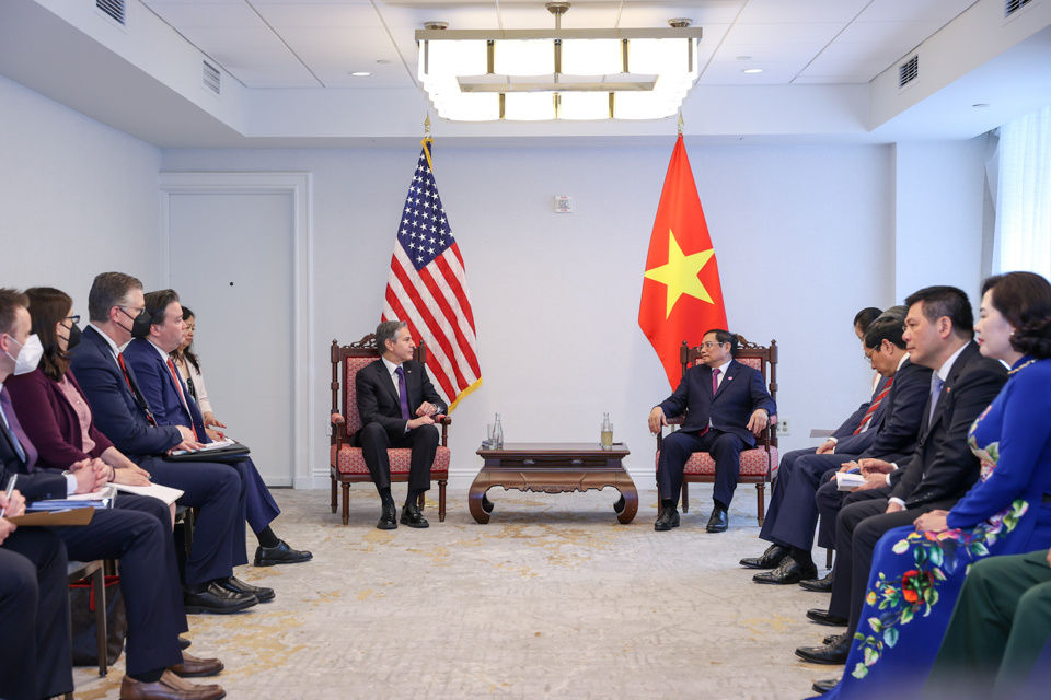 Ngoại trưởng Blinken hoan ngh&ecirc;nh những cam kết của Việt Nam tại Hội nghị thượng đỉnh COP26, khẳng định Hoa Kỳ sẽ hỗ trợ Việt Nam thực hiện c&aacute;c cam kết n&agrave;y - Ảnh: VGP/Nhật Bắc