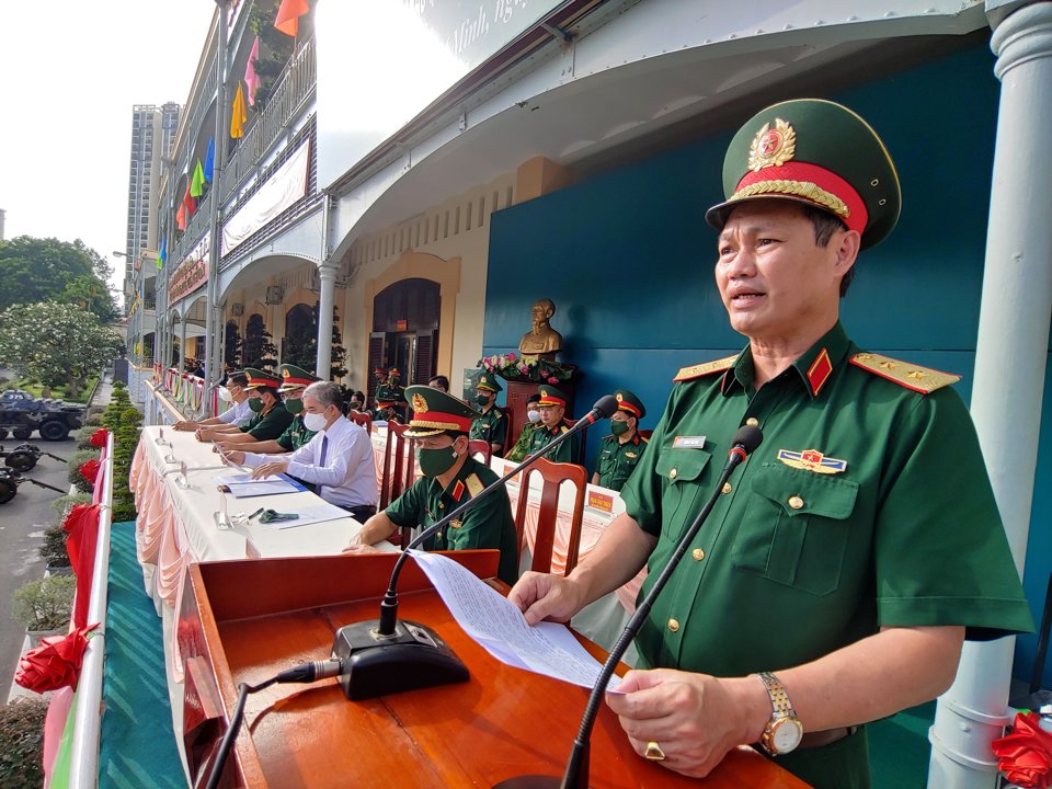 Trung tướng Nguyễn Văn Nam - Tư lệnh Bộ Tư lệnh TP Hồ Ch&iacute; Minh ph&aacute;t biểu khai mạc hội thao quốc ph&ograve;ng năm 2022.&nbsp;