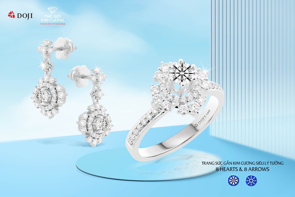 Một thiết kế trang sức kim cương h&uacute;t kh&aacute;ch tại DOJI v&agrave; Thế Giới Kim Cương.