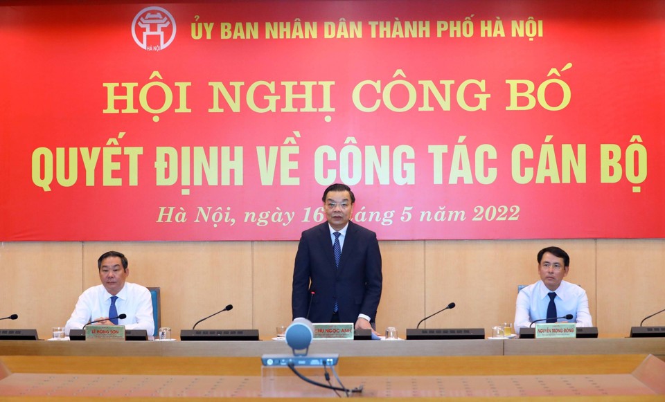 Chủ tịch UBND TP H&agrave; Nội Chu Ngọc Anh ph&aacute;t biểu tại hội nghị.&nbsp;