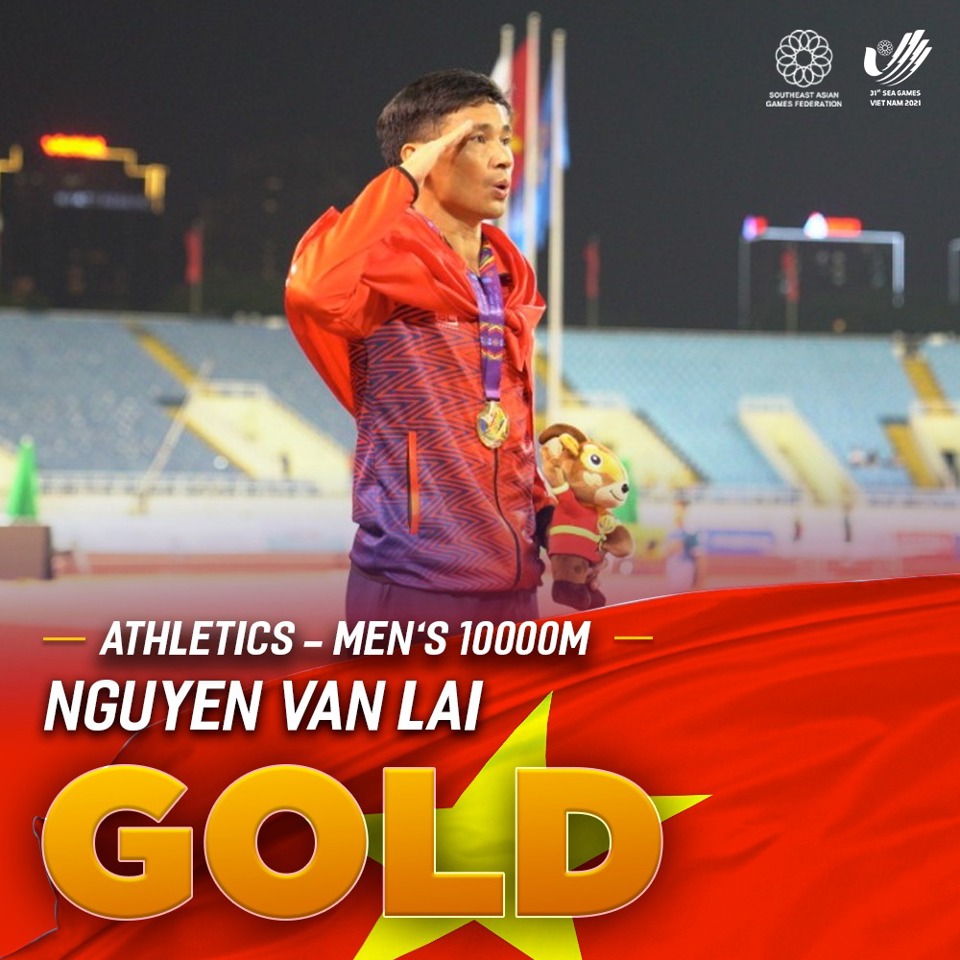 VĐV Nguyễn Văn Lai gi&agrave;nh 2 HCV. nội dung chạy 5.000 m v&agrave; 10.000 m
