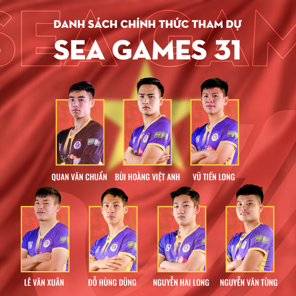 C&oacute; 7 cầu thủ của đội b&oacute;ng H&agrave; Nội tham dự SEA Games 31. Ảnh TA