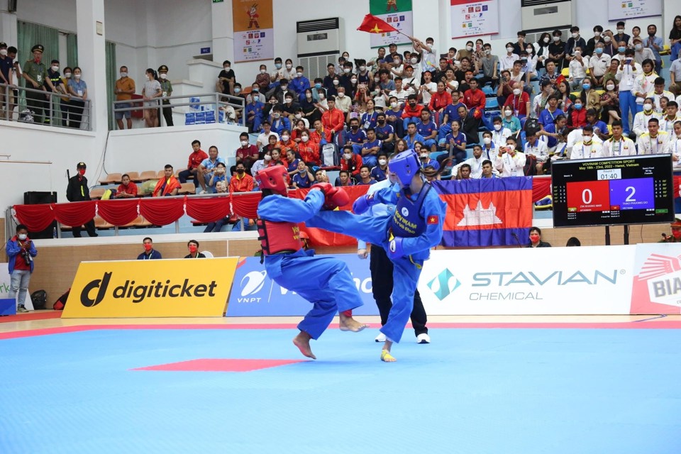 C&aacute;c trận đấu Vovinam tại SEA Games 31 sẽ c&ograve;n diễn ra cho đến hết ng&agrave;y 22/5/2022. Kh&aacute;n giả được miễn ph&iacute; v&eacute; v&agrave;o xem tại nh&agrave; thi đấu huyện S&oacute;c Sơn.