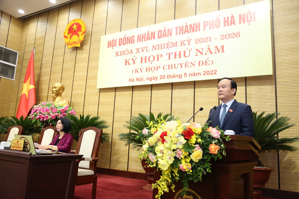 Chủ tịch HĐND TP Nguyễn Ngọc Tuấn phát biểu bế mạc kỳ họp. Ảnh: Thanh Hải