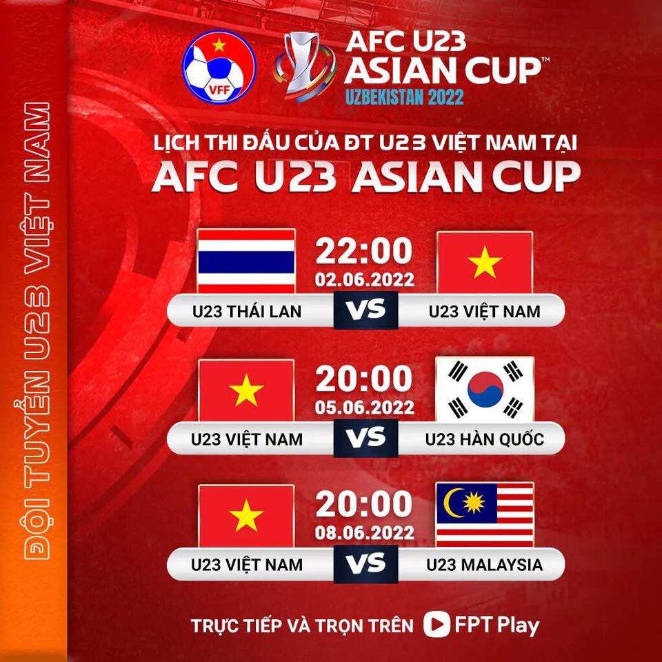 Lịch thi đấu của U23 Việt Nam tại VCK U23 châu Á 2022 - Ảnh 1