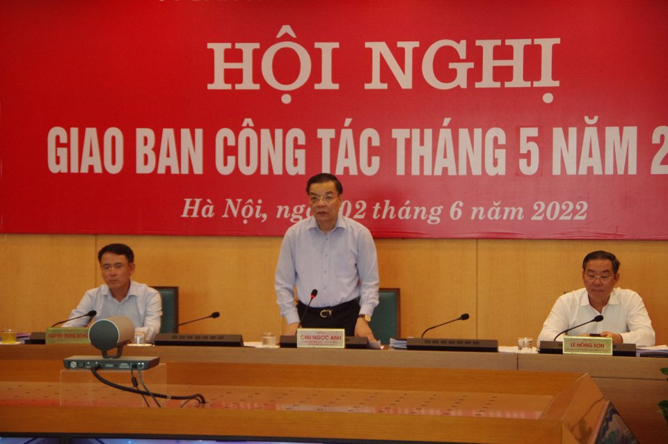 Chủ tịch UBND TP Hà Nội Chu Ngọc Anh phát biểu chỉ đạo tại hội nghị. Ảnh: Thủy Tiên