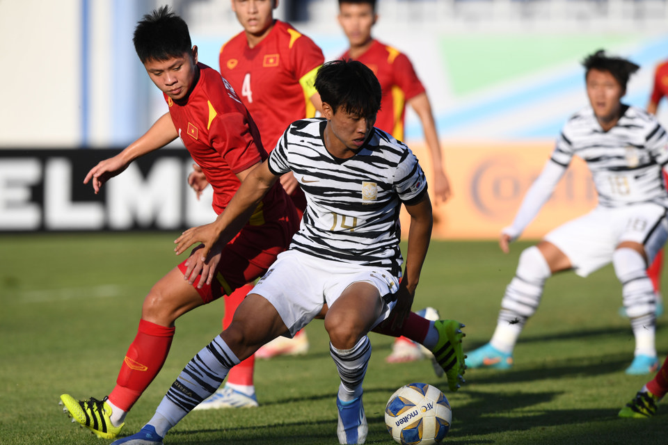 U23 H&agrave;n Quốc để U23 Việt Nam cầm ho&agrave; 0-0 sau 45 ph&uacute;t đầu ti&ecirc;n. Ảnh: AFC.